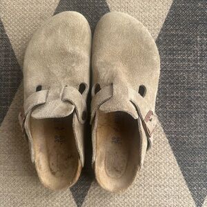 Birkenstock Boston Clogs - Suede Taupe - Size 39 - 8/8.5